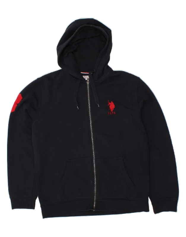 Special Discount U.S. POLO ASSN. Mens Graphic Zip Hoodie Sweater Medium Navy Blue Cotton