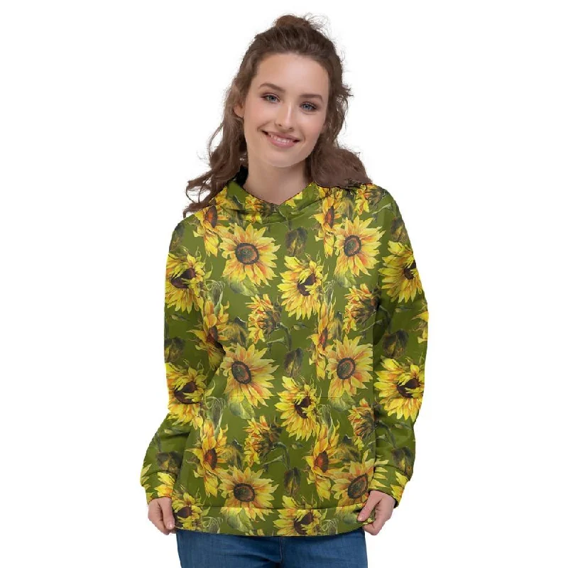 Midnight Madness Botanical Sunflower Women's Hoodie