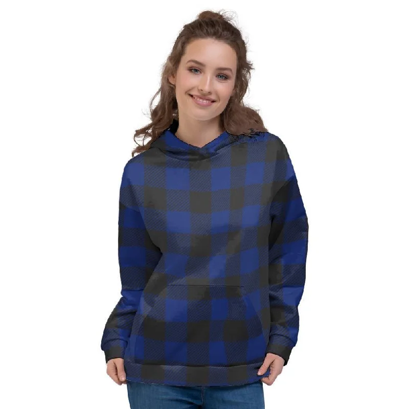 Take Advantage Blue Buffalo Plaid Women's Hoodie