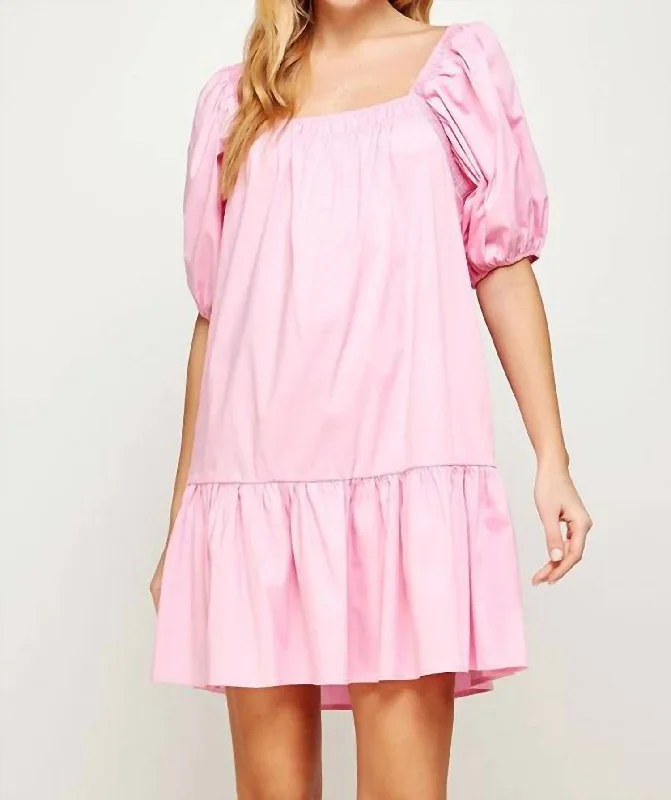 Holiday Sale velvet dressDee Puff Sleeve Smocked Dress In Peony