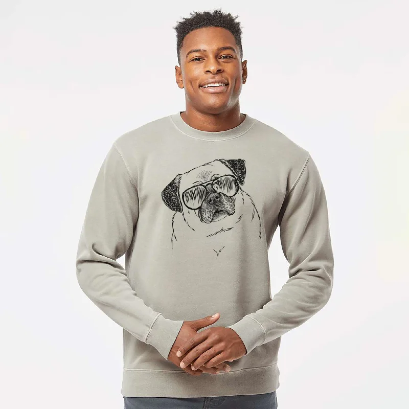 Savings Spectacular eco-friendly sports hoodieAviator Zoey the Pug - Unisex Pigment Dyed Crew Sweatshirt