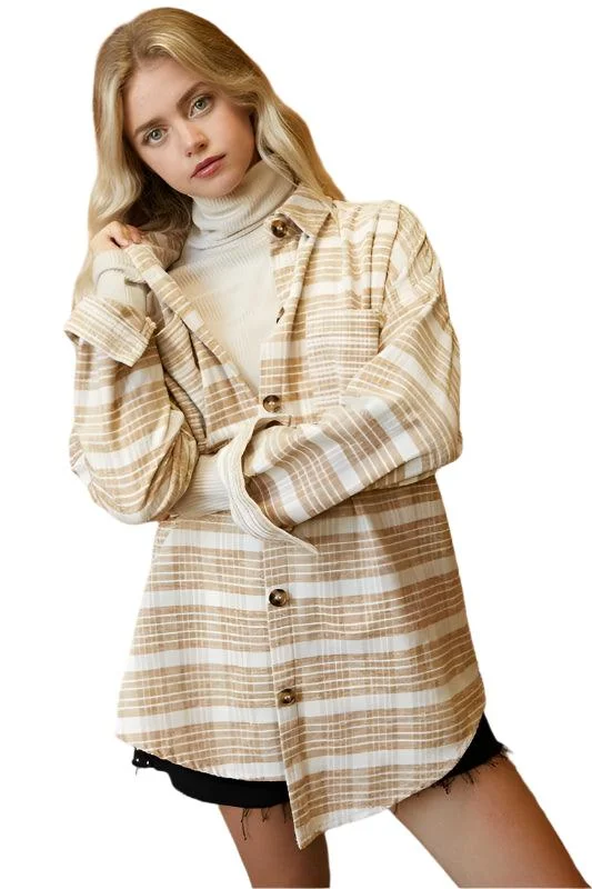 New Deals oversized jacketStripe Button Down Long Sleeve Shacket
