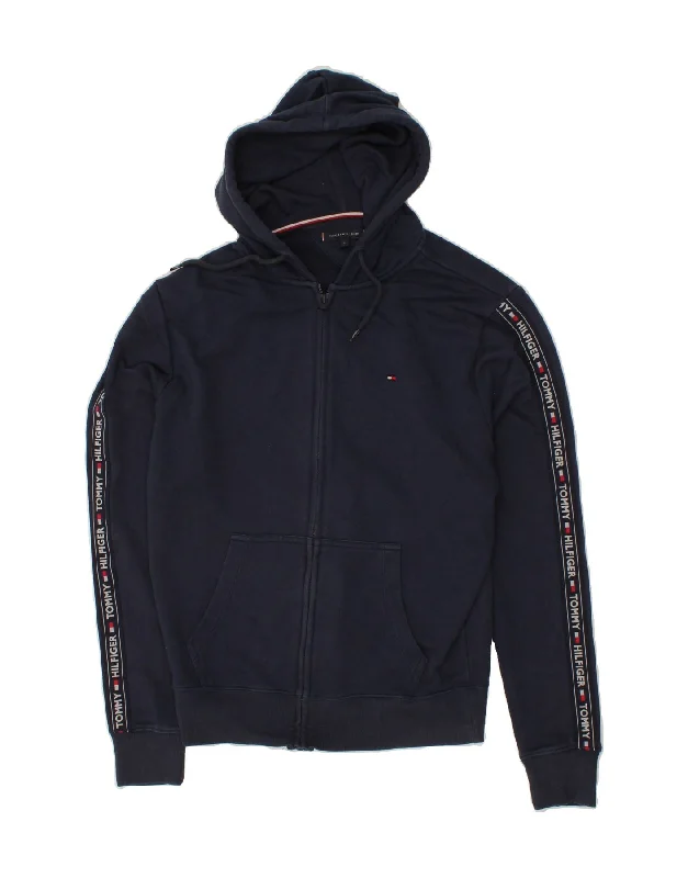 Instant Discount TOMMY HILFIGER Mens Graphic Zip Hoodie Sweater Large Navy Blue Cotton