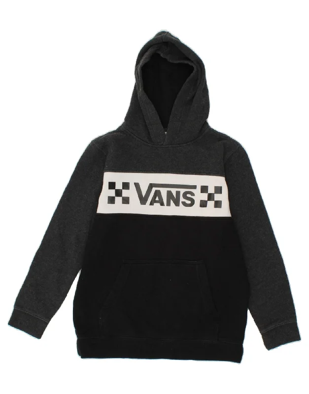 Special Discount VANS Boys Graphic Hoodie Jumper 10-11 Years Medium Black Colourblock