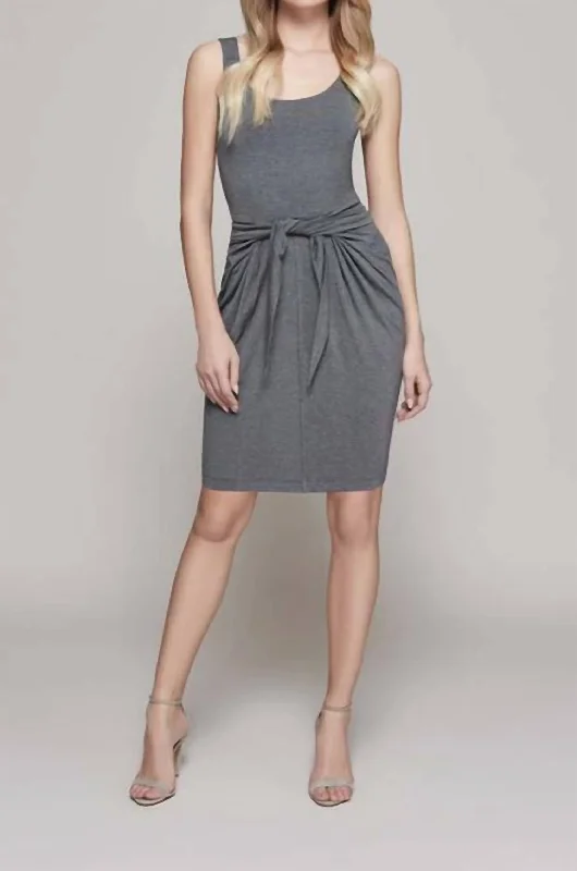 Epic Deals v-neck dressIvy Tie Front Dress In Heather Grey