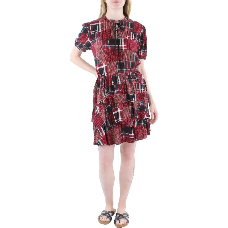 Exclusive Deal ruffle dressTommy Hilfiger Womens Patchwork Tie Neck Fit & Flare Dress Exclusive Deal ruffle dressTommy Hilfiger Womens Patchwork Tie Neck Fit & Flare Dress