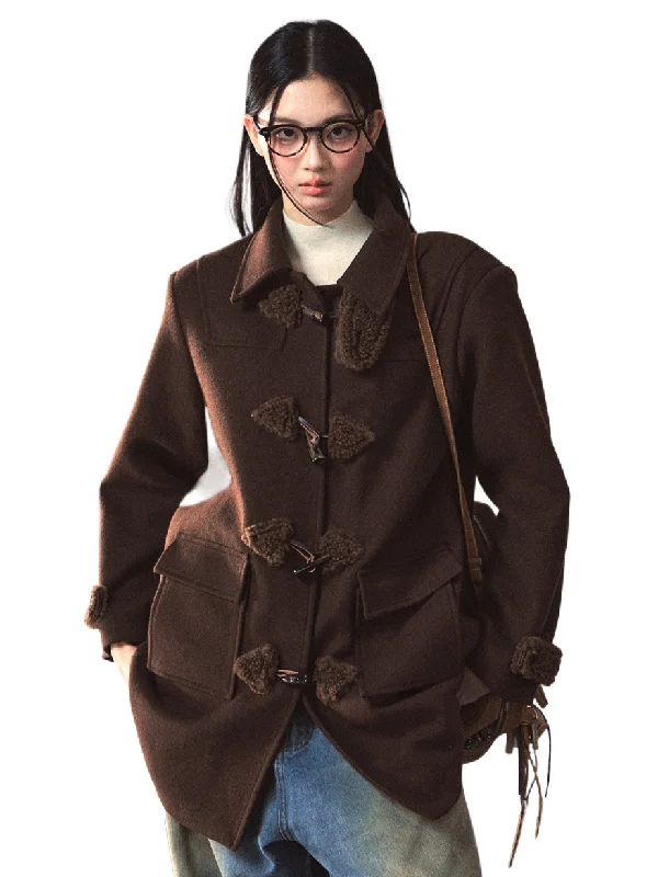 Discount Extravaganza cozy winter jacketBrown Toggle Wool Coat