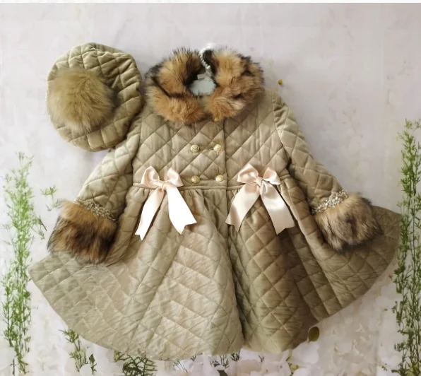 Low Prices structured dressCamel Velvet and Fur Coat