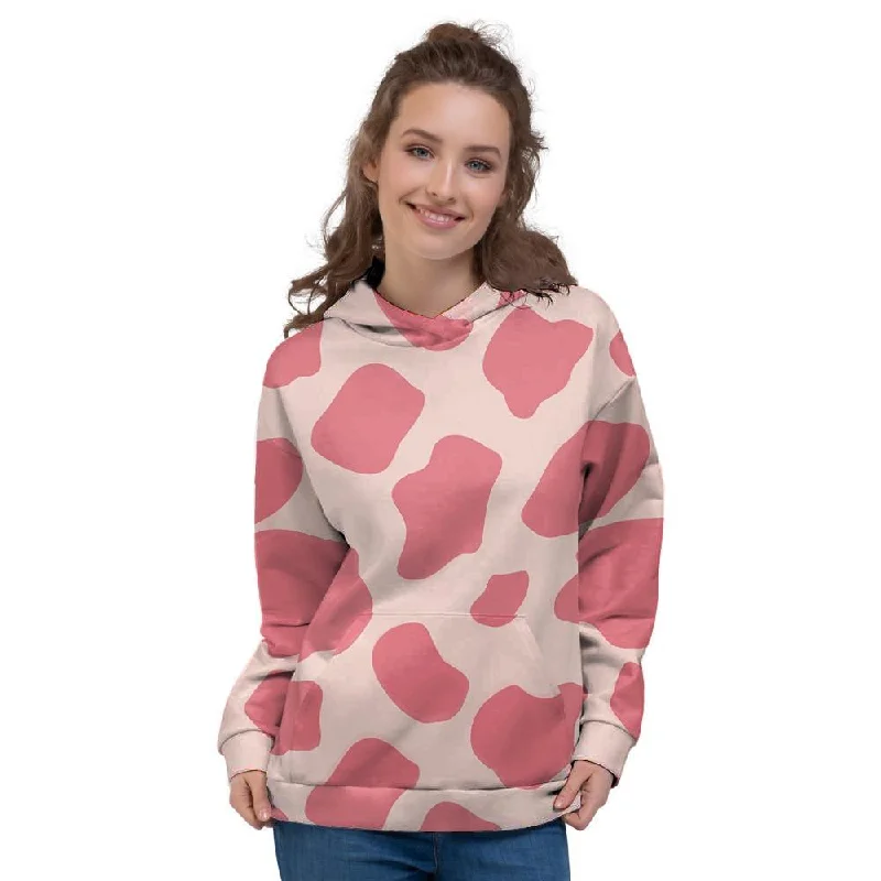 Savings Alert Light Pink Cow Print Women's Hoodie