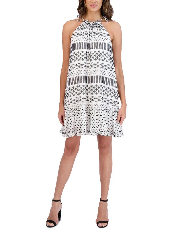 Super Sale floral dressPetites Womens Ruffled Mini Shift Dress