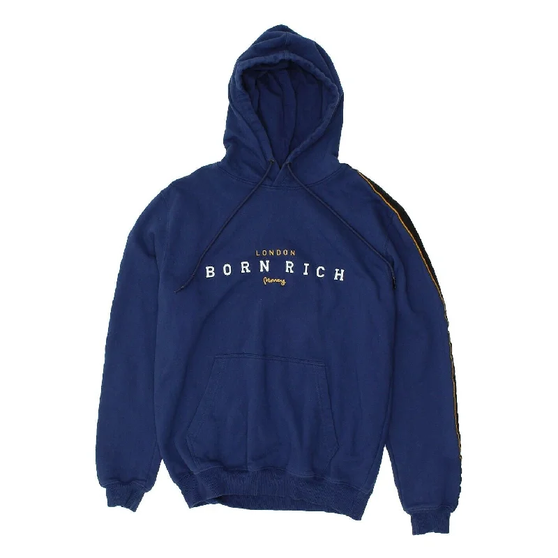 Super Deal Money Born Rich Mens Blue Pullover Hoodie | Casual Designer Streetwear Hoody VTG