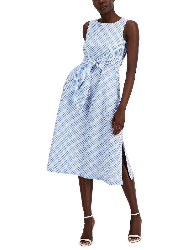 Sale Event casual dressWomens Seersucker Check Midi Dress