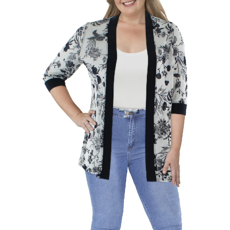Today’s Deal outdoor jacketPetites Womens Mesh Floral Duster Blazer