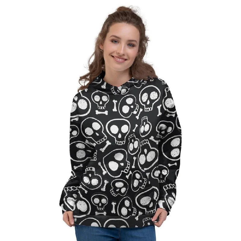 Deal Explosion Black Cartoon Skull Women's Hoodie
