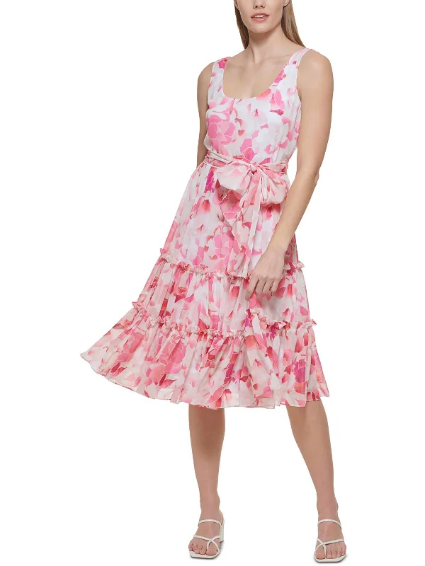 Savings Spectacular minimalistic dressWomens Chiffon Floral Midi Dress