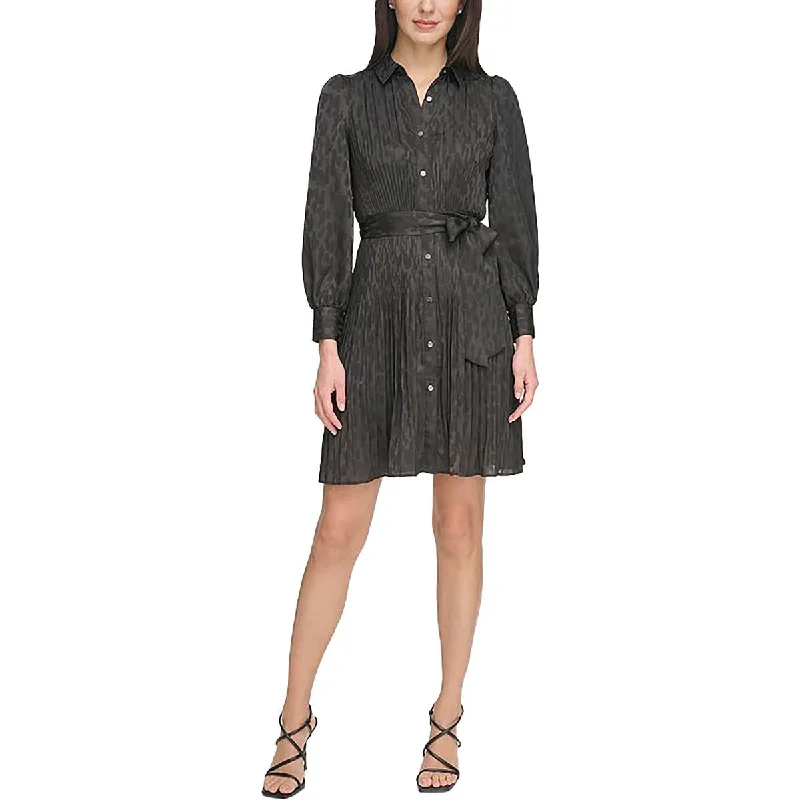 Final Clearance v-neck dressDKNY Womens Pleated Above Knee Shirtdress