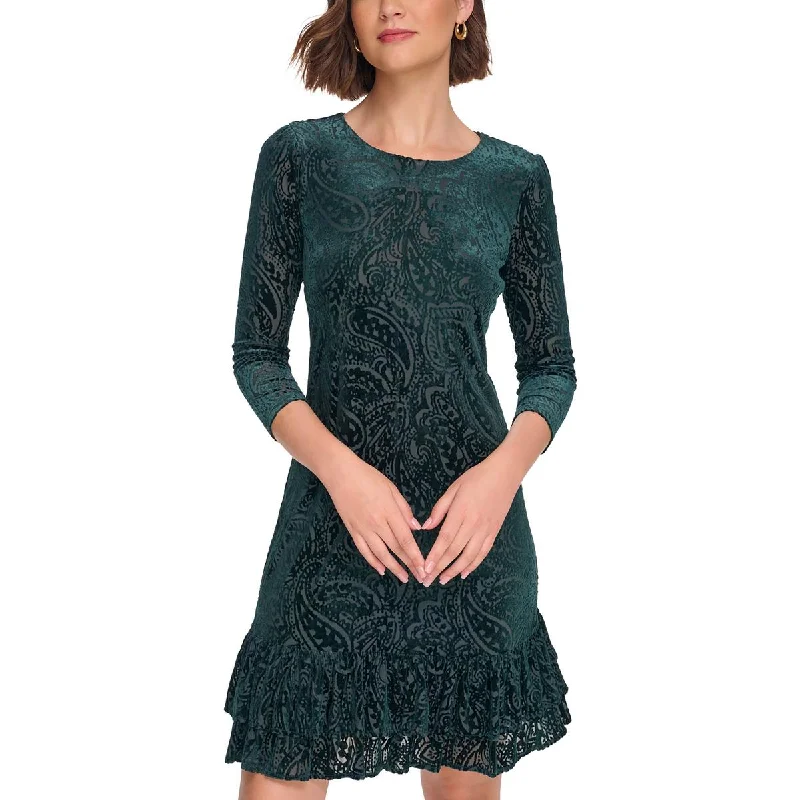 Steals and Deals office dressTommy Hilfiger Womens Petites Velvet Mini Sheath Dress
