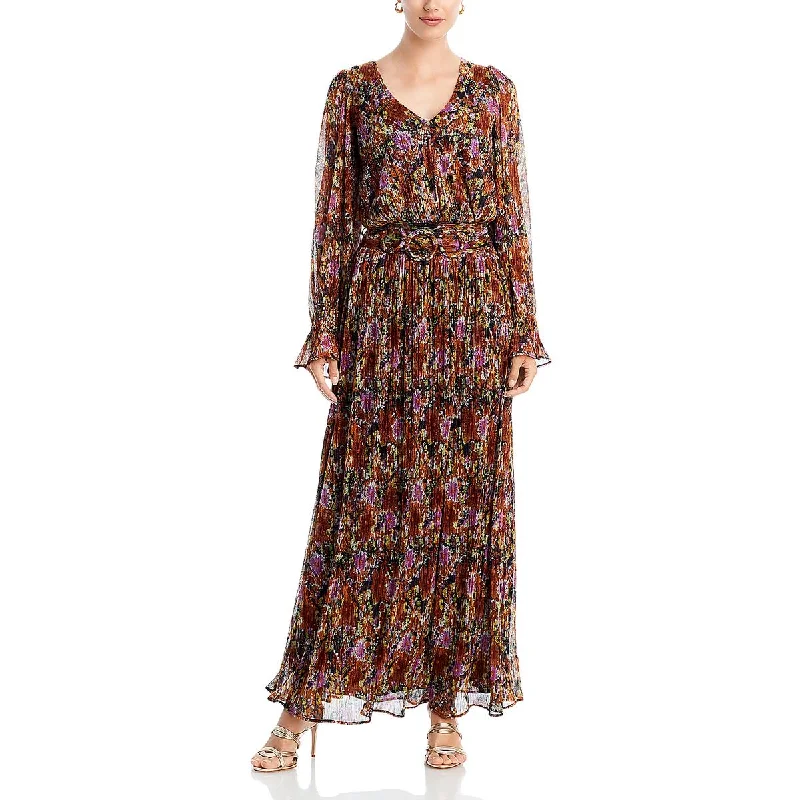 Shop and Save off-the-shoulder dressRamy Brook Womens Kinsley Metallic Long Sleeves Maxi Dress