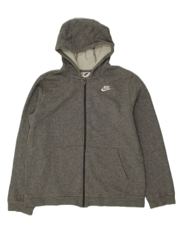 Price Drop NIKE Boys Zip Hoodie Sweater 13-14 Years XL Grey Cotton