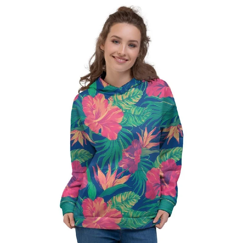 Shop and Save Hibiscus Hawaiian Flower Print Women's Hoodie