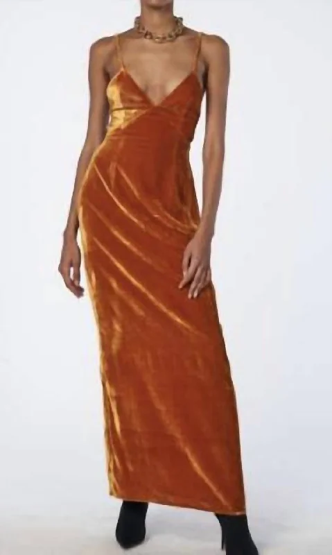 Price Rollback wool dressGabe Velvet Dress In Burnt Orange