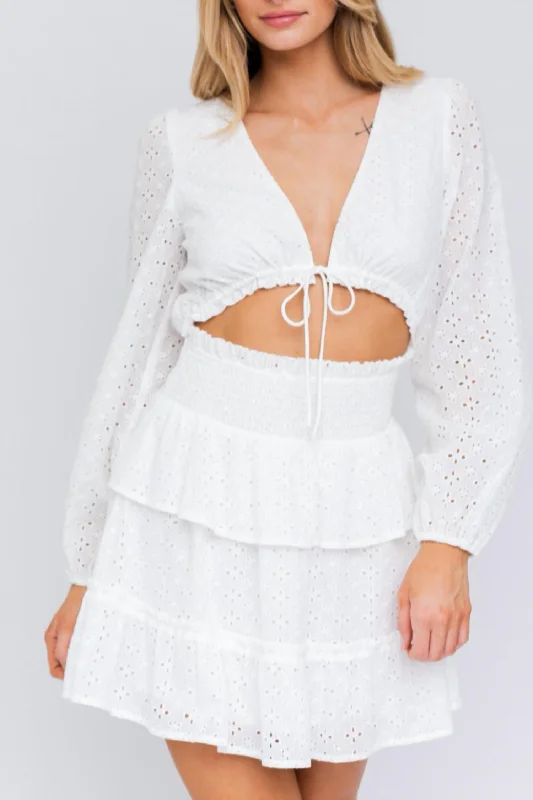 Lowest Price comfy dressEyelet Mini Dress In White