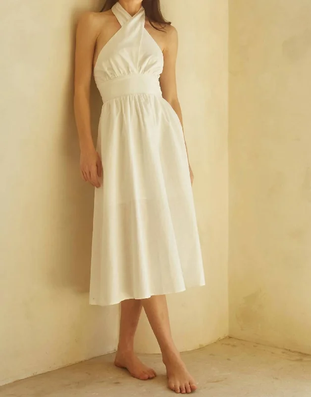 Friends and Family Sale luxury dressCora Halter Midi Dress In Ivory