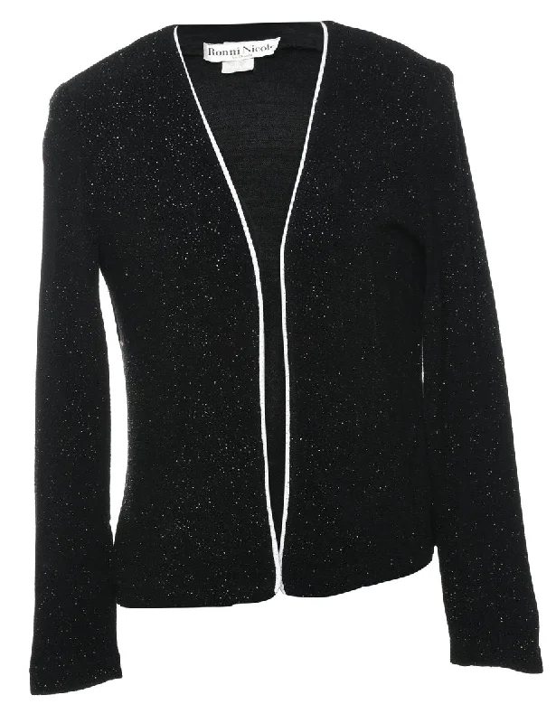 Bargain Bin relaxed bomber jacketClassic Black Sparkly Contrast Trim Evening Jacket - S