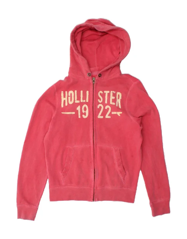 Final Clearance HOLLISTER Mens Graphic Zip Hoodie Sweater Medium Red Cotton
