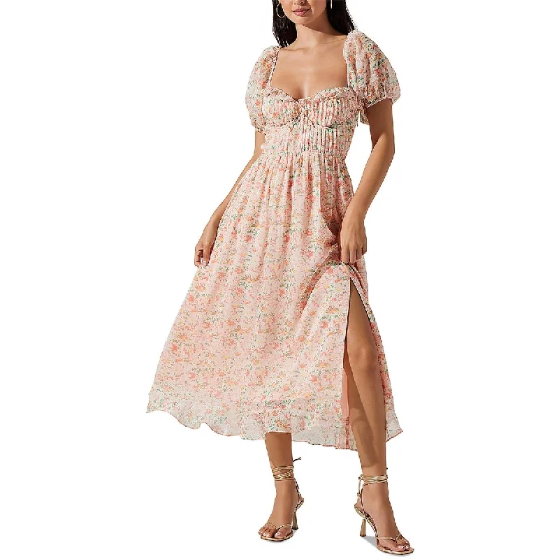 Doorbuster Deal t-shirt dressASTR the Label Womens Floral Pintuck Midi Dress