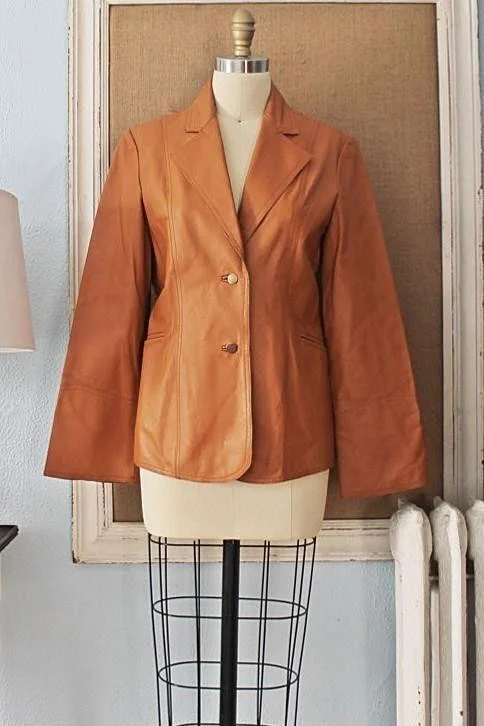 Mega Deal fitted jacketCaramel Leather Blazer Jacket