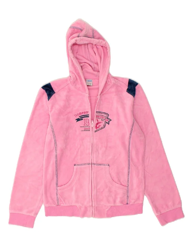 Overstock Sale BRUGI Girls Graphic Zip Hoodie Sweater 12-13 Years Pink Colourblock Cotton