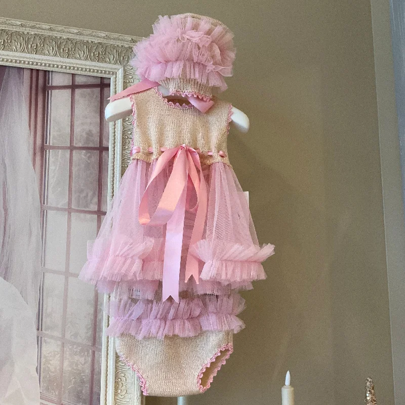 Quick Sale trendy mini dressPink and Ivory Knit Set