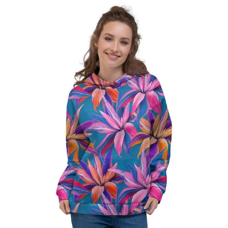 Great Bargains Cordyline Tropical Floral Print Women's Hoodie