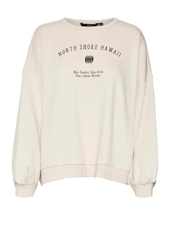 Deal Dash chic hoodieVero Moda Maly Sia Oversize Sweatshirt, Pumice Stone
