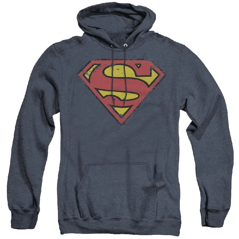 Best Bargains chic hoodieSuperman Distressed Shield - Heather Pullover Hoodie