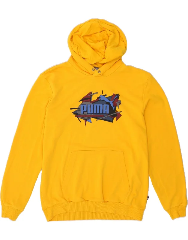 Closeout PUMA Mens Graphic Hoodie Jumper Medium Yellow