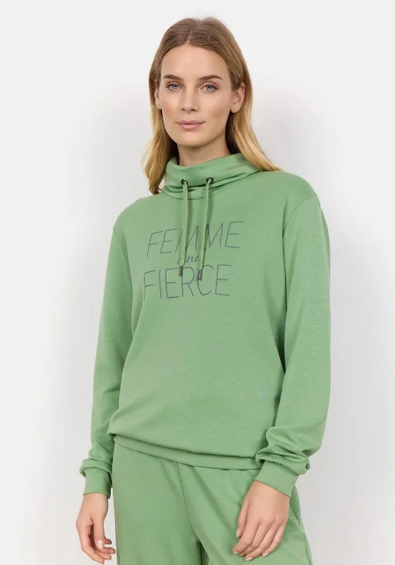 Discount Deals fashionable hoodieSoyaconcept Banu High Collar Sweatshirt, Green
