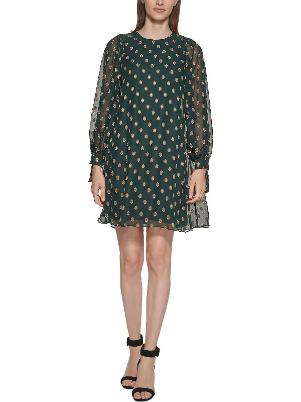 Incredible Offers romantic dressPetites Womens Printed Tie-cuff sleeve Shift Dress