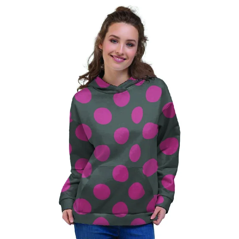 Lowest Price Black And Maroon Polka Dot Women's Hoodie