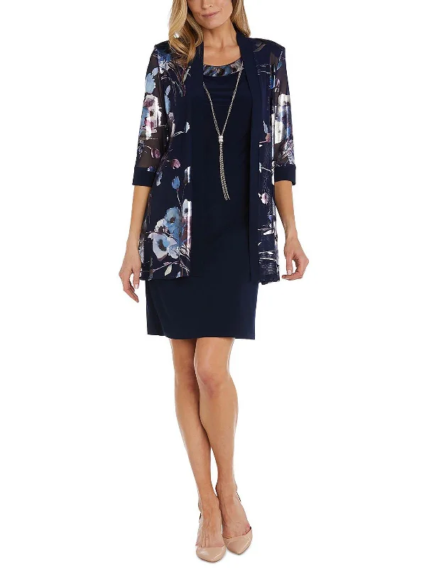 Daily Specials wool dressPetites Womens Mesh Floral Two Piece Dress
