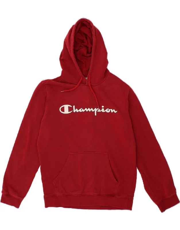 Lowest Price CHAMPION Mens Graphic Hoodie Jumper Medium Red Cotton