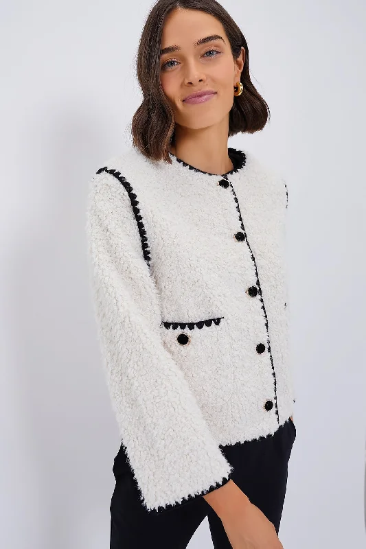 Hurry In warm weather jacketCream & Black Trim Audrey Jacket