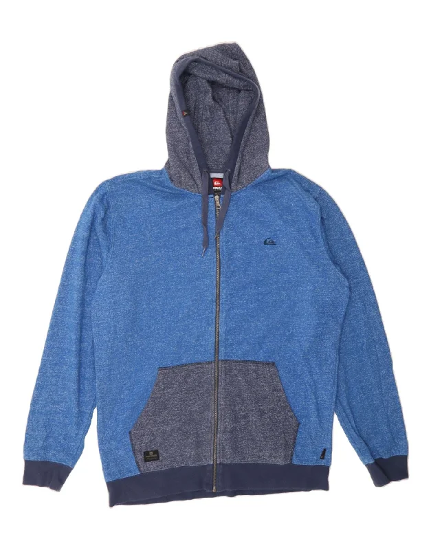 Price Rollback QUIKSILVER Mens Zip Hoodie Sweater XL Blue Colourblock Cotton