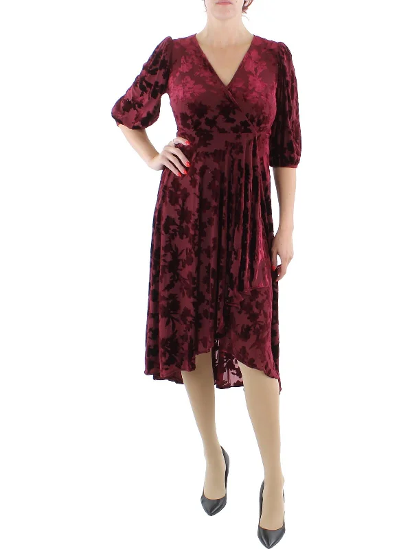Loyalty Reward flowy evening dressPetites Womens Velvet Long Wrap Dress