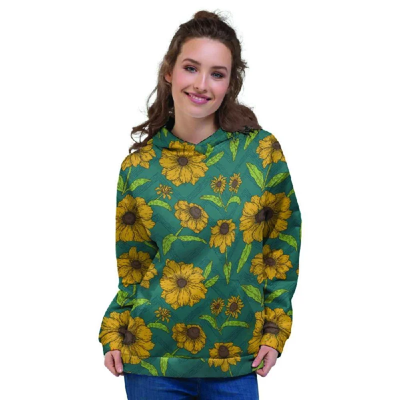 Blowout Sale Green Zigzag Sunflower Women's Hoodie