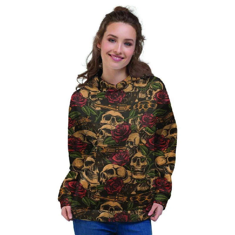 Limited Edition Gun Rose Skull Women's Hoodie