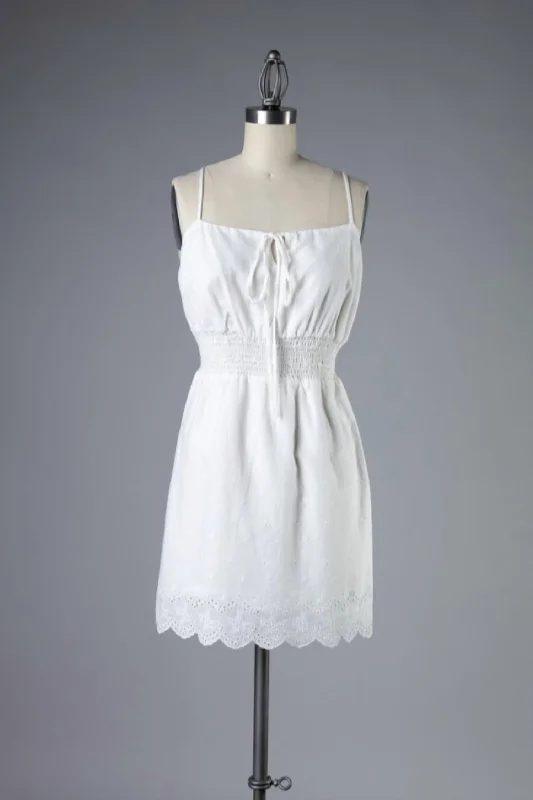 Mega Deal comfy dressEyelet Mini Dress In White
