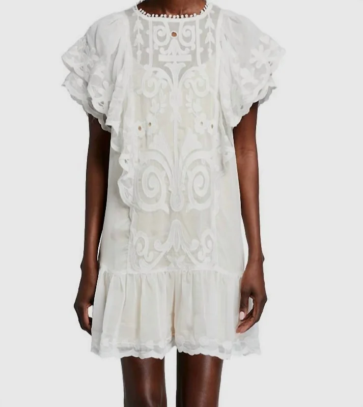 Unmissable Offer mini dressSemi Sheer Embroided Lace Dress In White