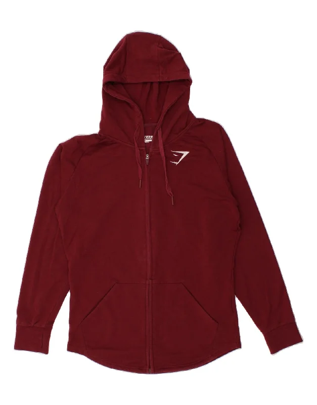 Special Price GYMSHARK Mens Zip Hoodie Sweater XL Burgundy Polyester